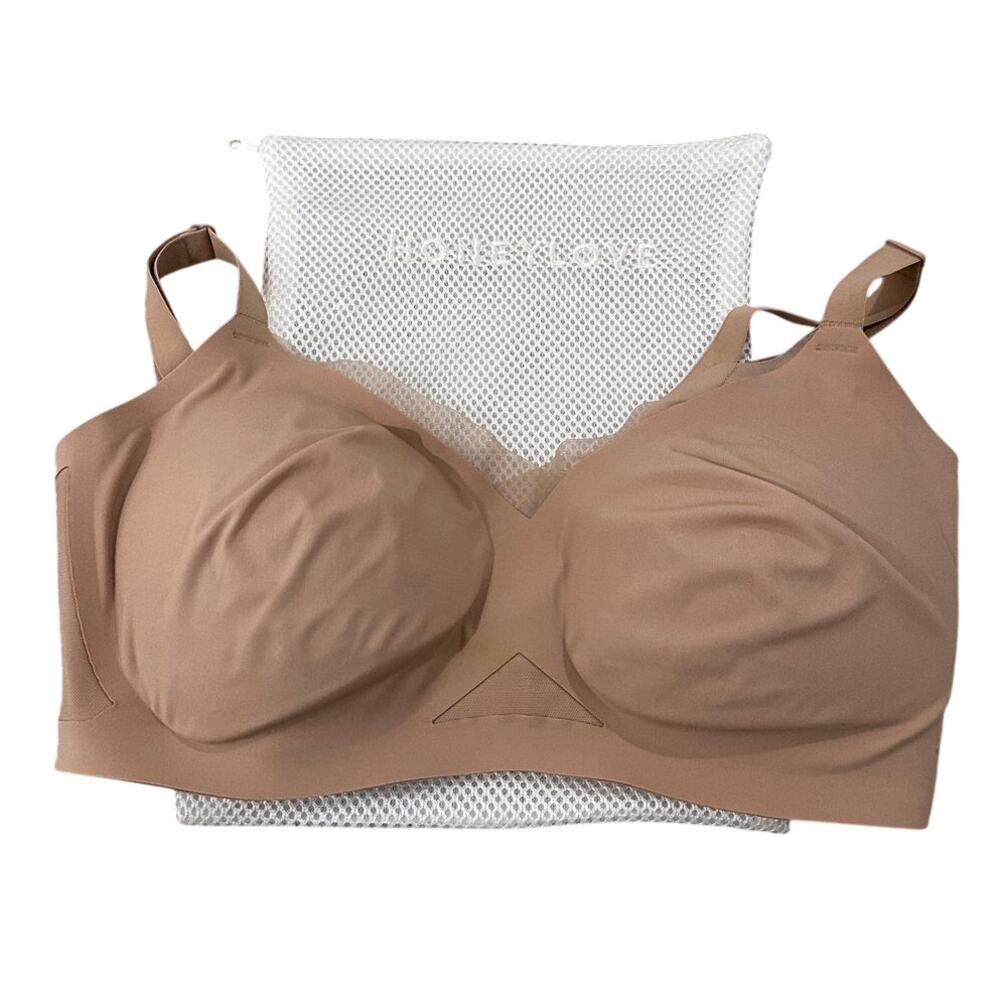 Honeylove CrossOver Wireless Lift Bra Sand Nude M+ Minimalist Comfort Shapewear